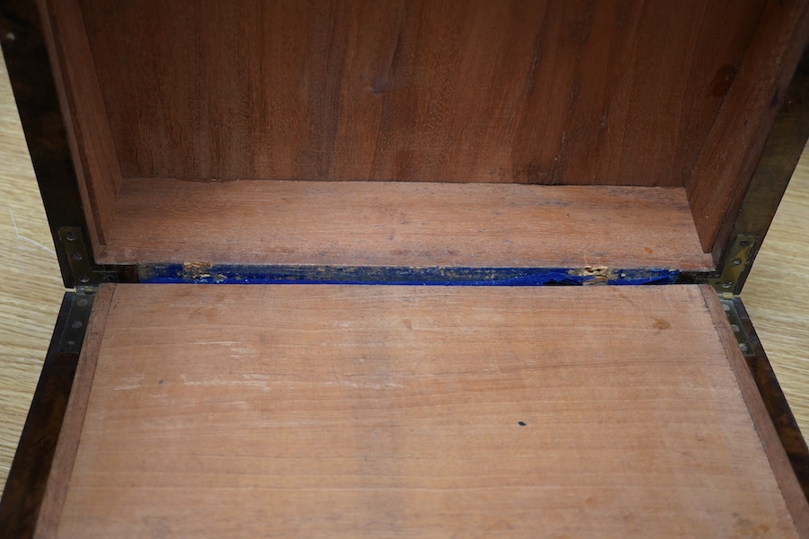 A Victorian writing slope, painted with a panel of a ship in full sail. 39cm wide x 17 cm high. Condition - top cracked